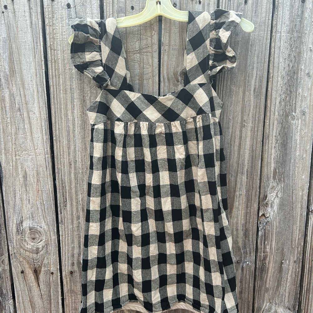 Entro Black and Tan Checkered Mini Dress